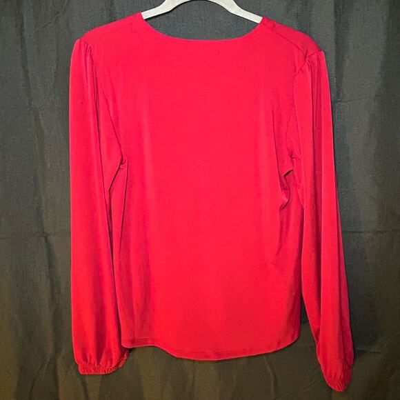 Banana Republic Red Stretch V-Neck Blousen Sleeve Top Size Small - Picture 3 of 10